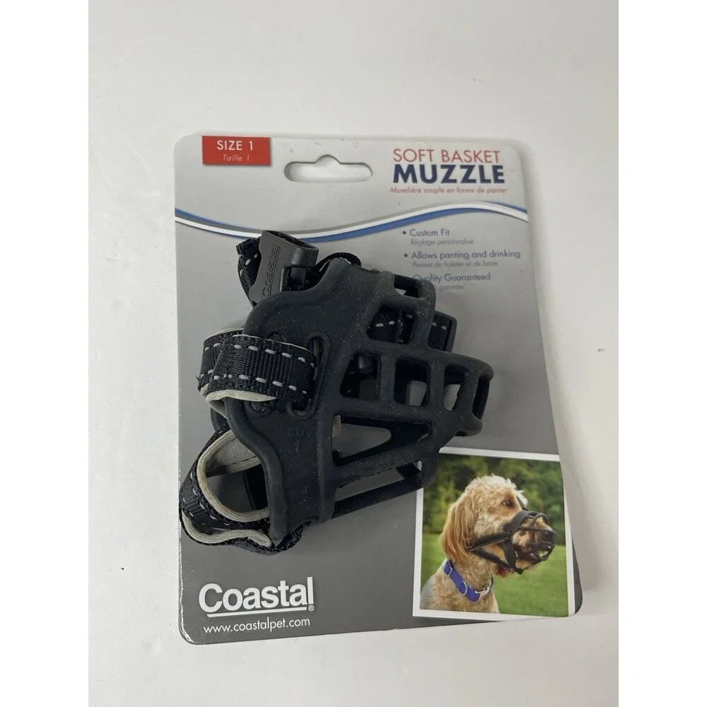 Coastal Soft Basket Muzzle For Dogs Black Size 1 Maltese Toy Poodle